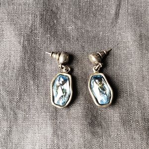 Uno De 50 Flash Bezel Blue hued Swarovski earrings
